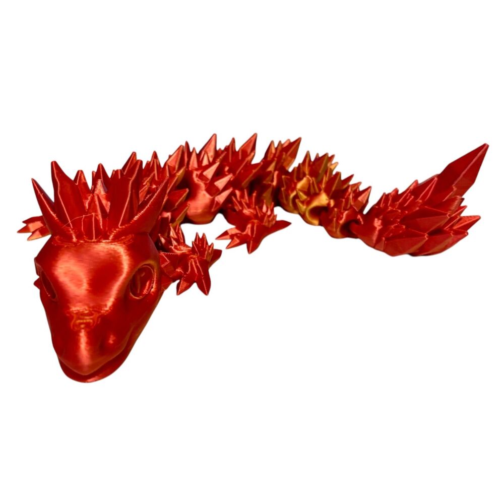3D Printed - 8" Baby Crystal Dragon - Red / Gold - #3408-52
